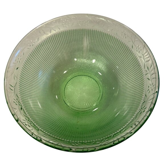 Imperial Glass Prism and Daisy Green Depression Bowl Uranium Glass UV Glow - Picture 2 of 9